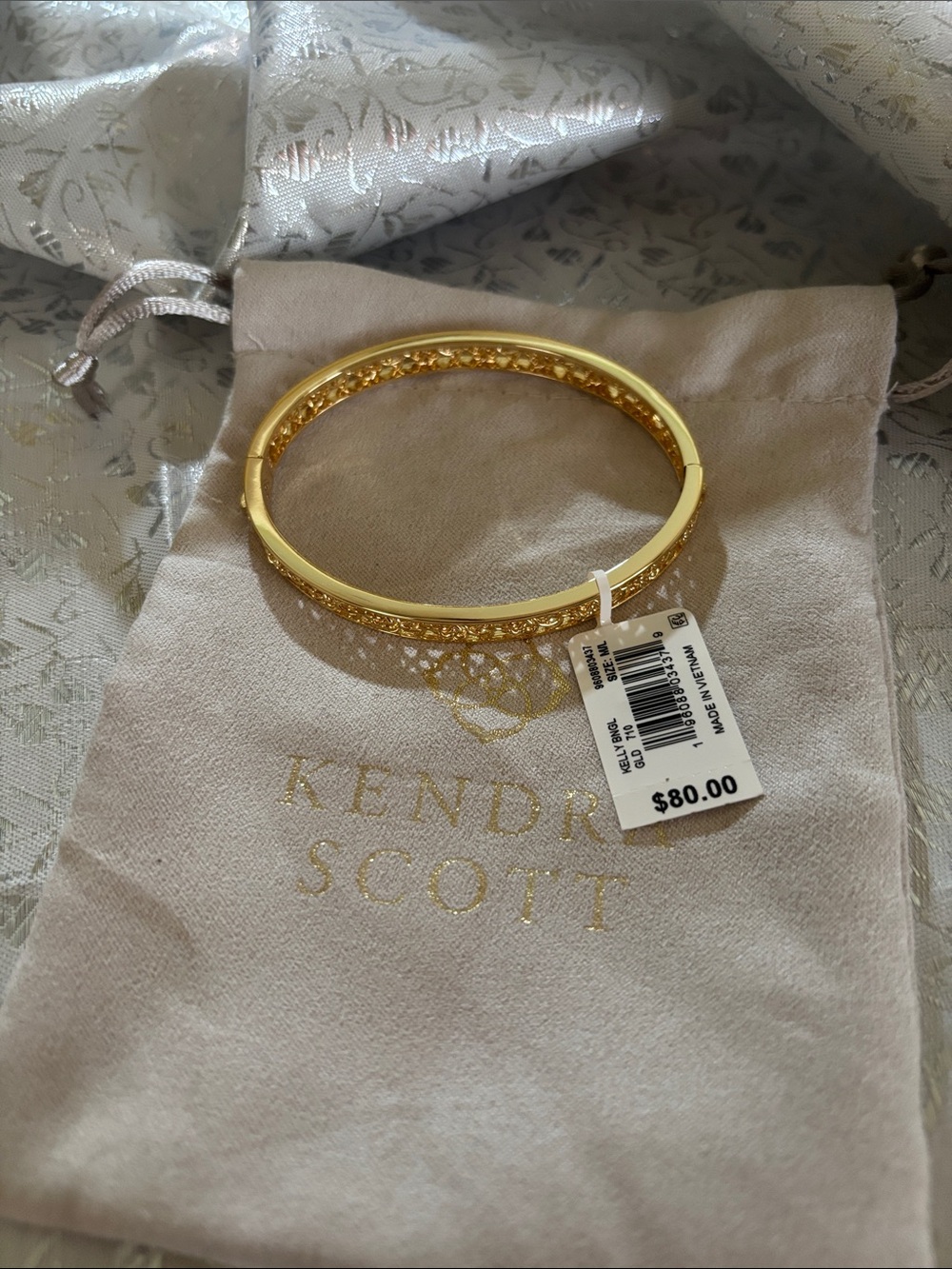 Kendra Scott Gold Textured Hinged Bangle Bracelet